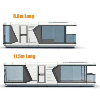 Air Conditioner Capsule Tiny House With Tempered Glass Panoramic Balcony