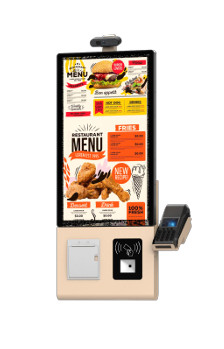 OEM 23.8 Inch Gold Wall Mounted Self Ordering Kiosk Với Máy giữ POS Android / Windows