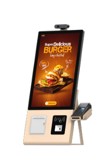 23.8 inch Kiosk tự đặt hàng với người giữ POS và khung thép cán lạnh