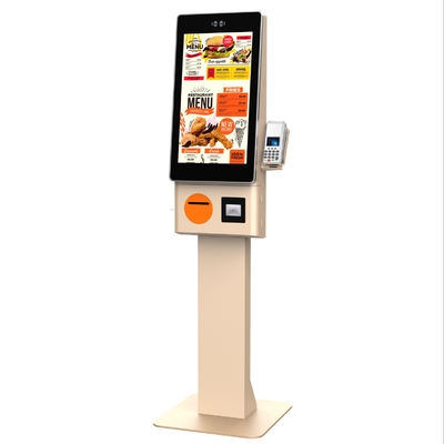 Thức ăn nhanh & Nhà hàng tự đặt hàng Kiosk 23.8 Inch Touch Display 80mm Máy in nhiệt QR Scanner